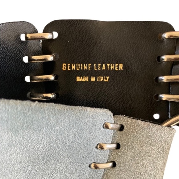 Italian Light Blue Suede Leather Belt Low Slung Made in Italy - Picture 3 of 7